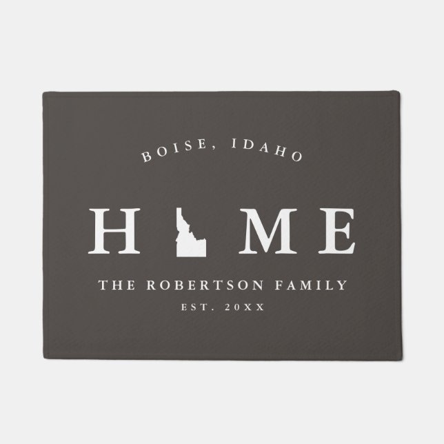 Grijze en witte staat Idaho Map Mat, Doormat Deurmat (Voorkant)
