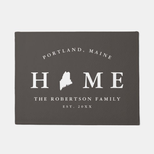 Grijze en witte staat Maine Map Mat, Doormat Deurmat (Voorkant)