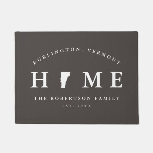 Grijze en witte staat Vermont Map Mat, Doormat Deurmat (Voorkant)