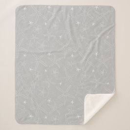 Grijze en witte Starfish & Sand Dollar Sherpa Blan Deken
