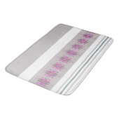 Grijze en witte streep met roze patroonaccent badmat (Gekanteld)