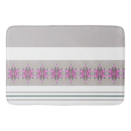 Grijze en witte streep met roze patroonaccent badmat
