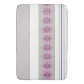 Grijze en witte streep met roze patroonaccent badmat (Voorkant Verticaal)