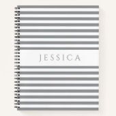 grijze en witte streep patroonnaam notitieboek (Voorkant)