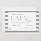 Grijze en witte streep Twins Baby Boy Shower Blue Kaart (Voorkant)