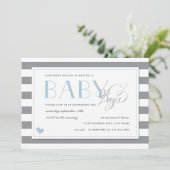 Grijze en witte streep Twins Baby Boy Shower Blue Kaart (Staand voorkant)