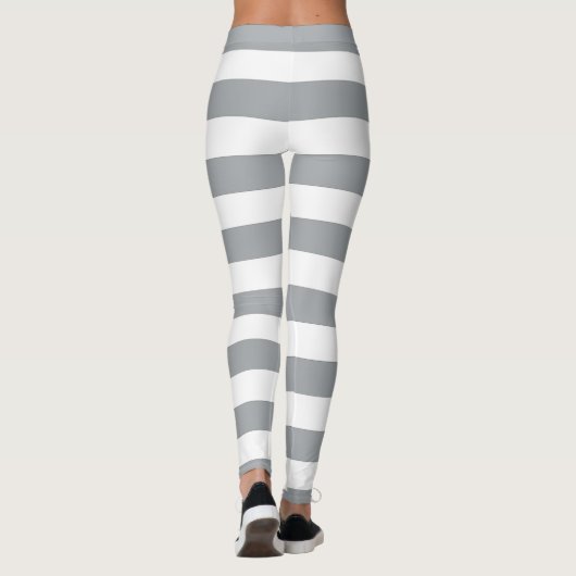Grijze en witte strepen leggings (Achterkant)