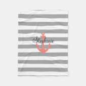 Grijze en witte strepen met kerneanchor fleece deken (Voorkant)