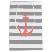 Grijze en witte strepen met kerneanchor medium cadeauzakje (Voorkant)