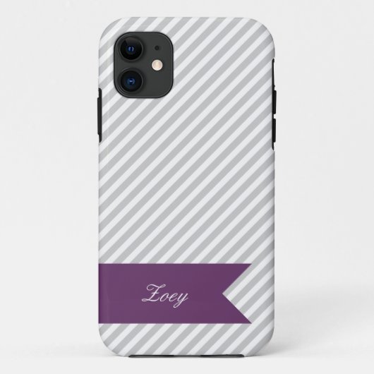 Grijze en witte strepen met Monogram iPhone 5 Hoes (Achterkant)