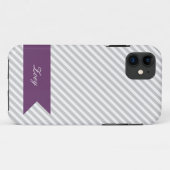 Grijze en witte strepen met Monogram iPhone 5 Hoes (Achterkant (horizontaal))