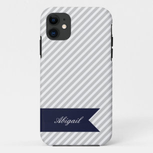 Grijze en witte strepen met Monogram iPhone 5 Hoes