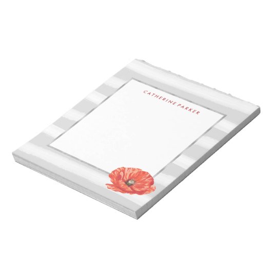 Grijze en witte strepen met rode ventilator notitieblok (Linkerzijde)