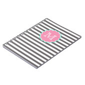 Grijze en witte strepen, Monogram Notitieboek (Linkerzijde)