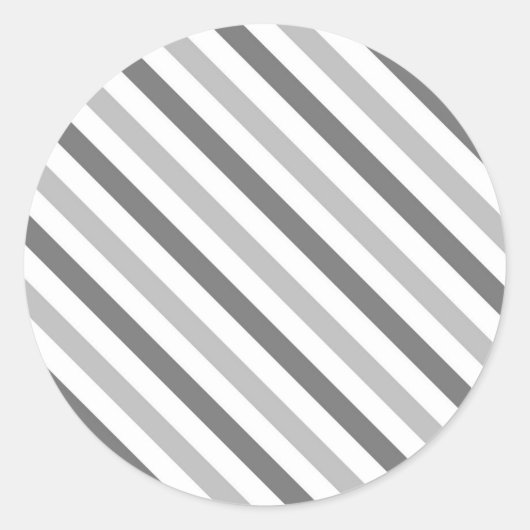 Grijze en witte strepen ronde sticker (Voorkant)