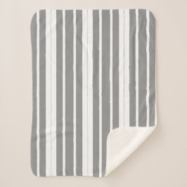 Grijze en witte strepen sherpa deken