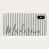 Grijze en Witte Stripes Persoonlijke benaming Case-Mate iPhone Case (Achterkant (horizontaal))