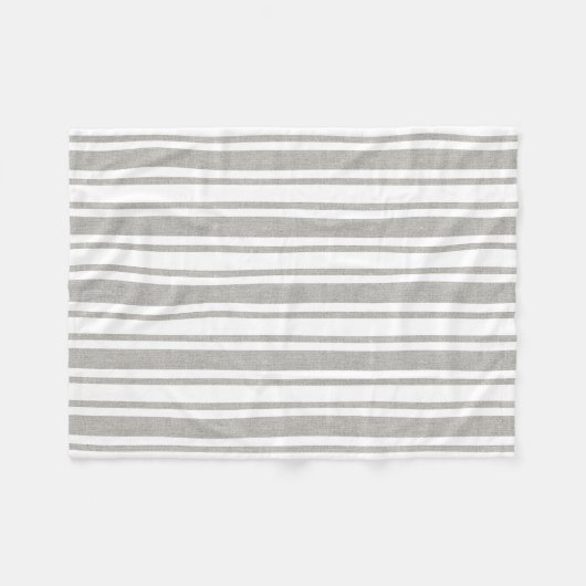 Grijze en witte strips fleece deken (Voorkant (Horizontaal))