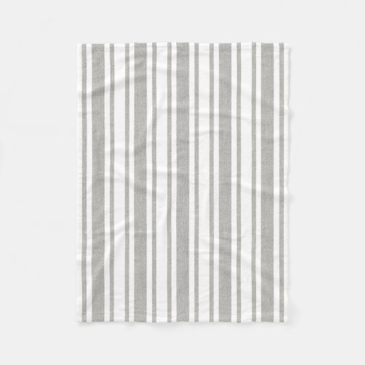 Grijze en witte strips fleece deken (Voorkant)