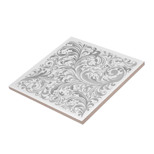 Grijze en witte trilpatronen Moderne keramische te Tegeltje (Zijkant)