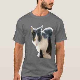 Grijze en witte Tuxedo Cat Vector Art T-shirt