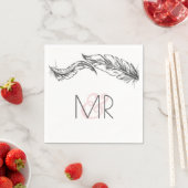 Grijze en witte veren Elegante bruiloft Servetten (Insitu)