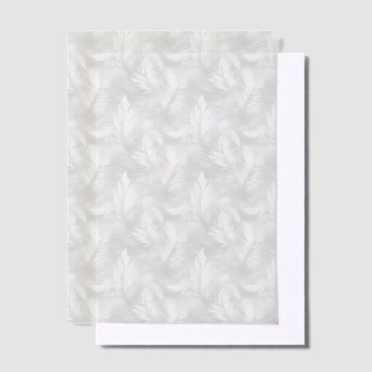 Grijze en witte veren Vellum Overlay Vellum Uitnodigingen (Offset)