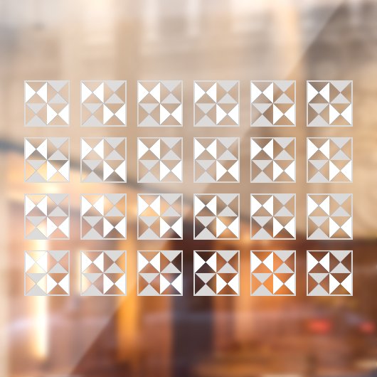 Grijze en witte vierkante tegels Window Cling Raamsticker (Vel 2)