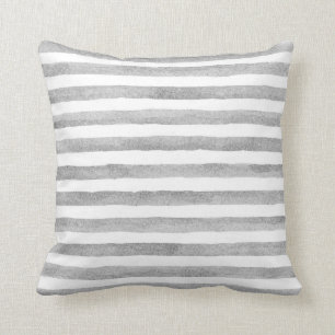 Grijze en witte Waterverf Stripe Nautical Pillow Kussen