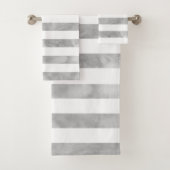 Grijze en witte Waterverf Stripes Bad Handdoek (Insitu)
