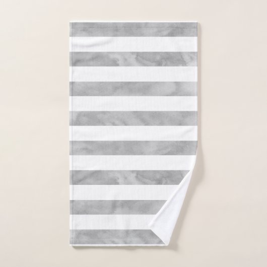 Grijze en witte Waterverf Stripes Bad Handdoek (Handdoek)