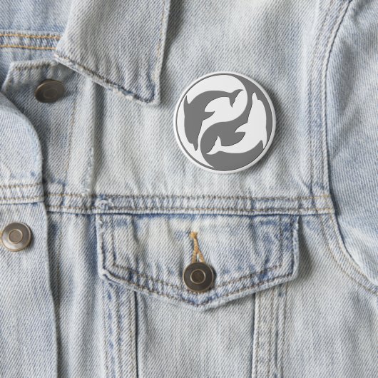Grijze en witte yin yang dolfijnen Button (In situ)