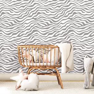 Grijze en Witte Zebrastrepen Behang