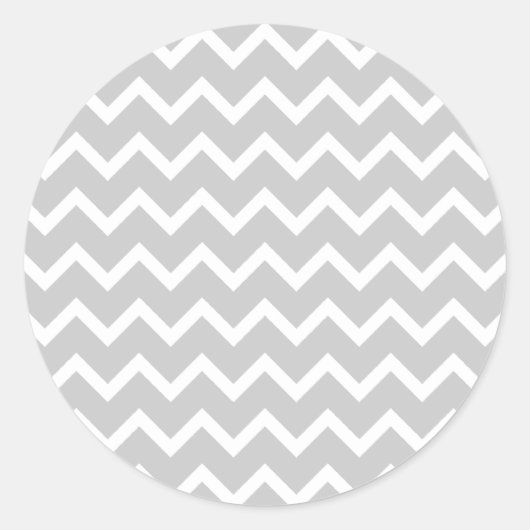 Grijze en witte zigzag Stripes. Ronde Sticker (Voorkant)