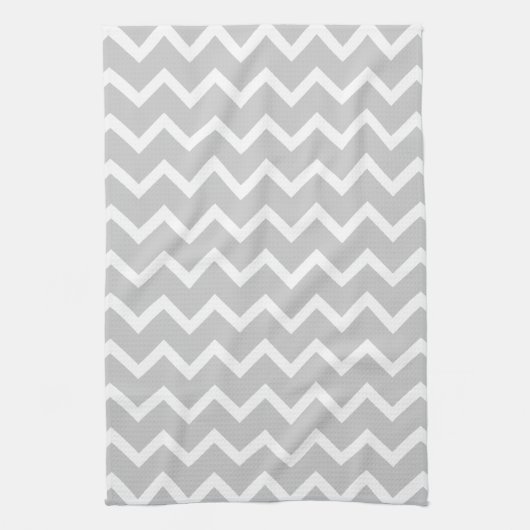 Grijze en witte zigzag Stripes. Theedoek (Verticaal)
