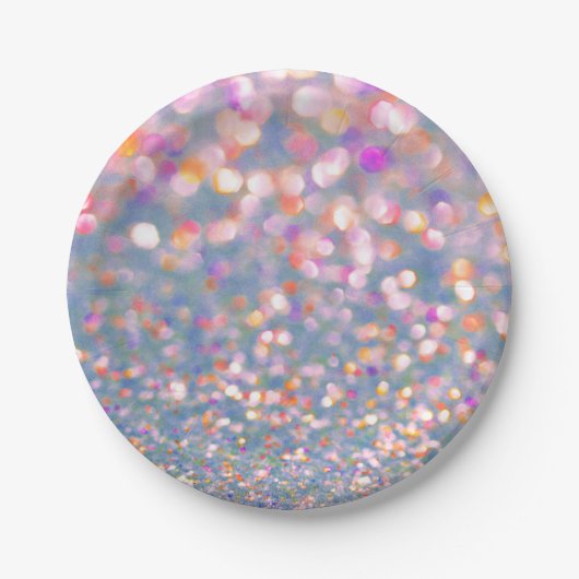 Grijze en zachte roze confetti papieren bord (Voorkant)