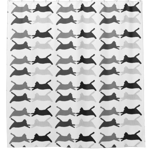 Grijze en zwarte Acrobat Cats Shower Curtain Douchegordijn (Voorkant)