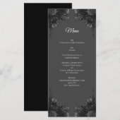 Grijze en zwarte bloemenbruiloft menu (Voorkant / Achterkant)