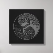 Grijze en zwarte boom van Life Yin Yang Canvas Afdruk (Voorkant)