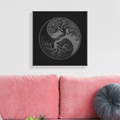 Grijze en zwarte boom van Life Yin Yang Canvas Afdruk (Insitu (Woonkamer))