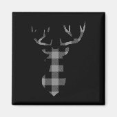 Grijze en zwarte Buffalo Plaid Flanel Christmas De Magneet (Voorkant)