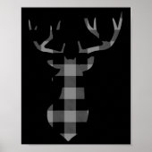 Grijze en zwarte Buffalo Plaid Flanel Christmas De Poster (Voorkant)