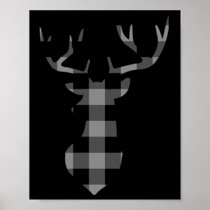 Grijze en zwarte Buffalo Plaid Flanel Christmas De Poster