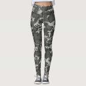 Grijze en zwarte Camo Aangepaste Leggings (Voorkant)