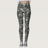 Grijze en zwarte Camo Tights Leggings (Voorkant)