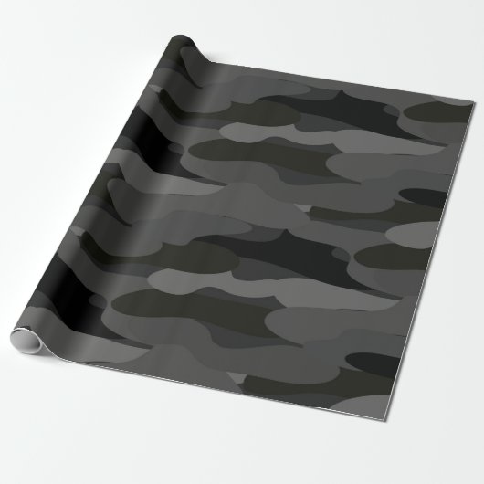 Grijze en zwarte Camouflage Cadeaupapier (Uitgerold)