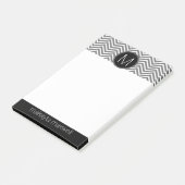 Grijze en zwarte Chevrons met aangepast monogram Post-it® Notes (Schuin)