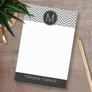 Grijze en zwarte Chevrons met aangepaste monogram Post-it® Notes