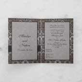Grijze en zwarte Damask Kaart Style Evening Invite (Binnen)