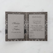 Grijze en zwarte Damask Kaart Style Wedding Invite (Binnen)